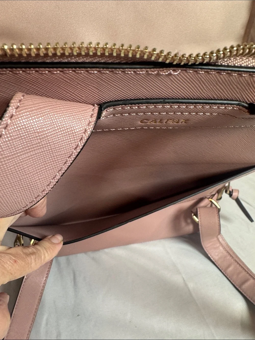CALPAK Dusty Rose Whipstitch Laptop Backpack  pockets New
